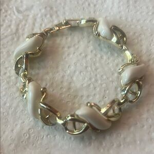 Gold and Cream Organic Stone Bracelet